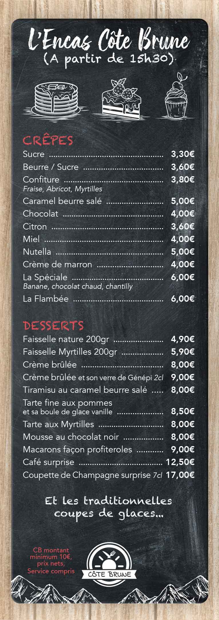  Carte Menu Restaurant  Bar Vins Cr pes C te Brune 