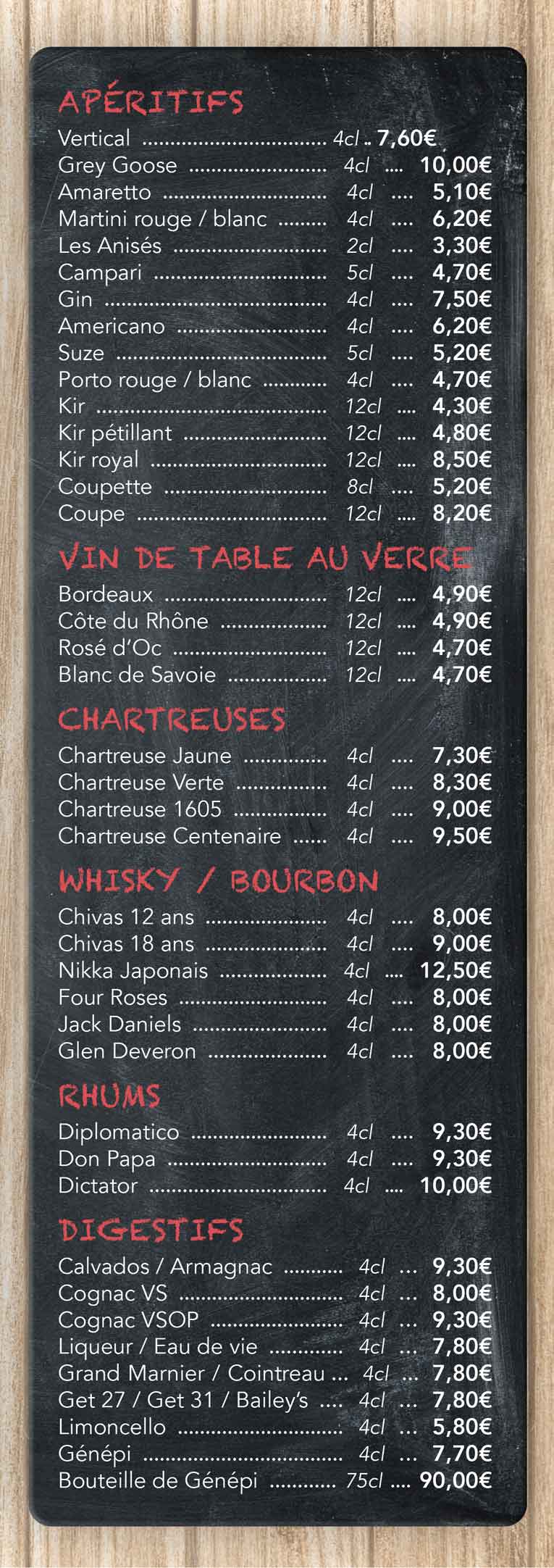 Carte Menu Restaurant Bar Vins Crepes Cote Brune Restaurant Meribel Mottaret